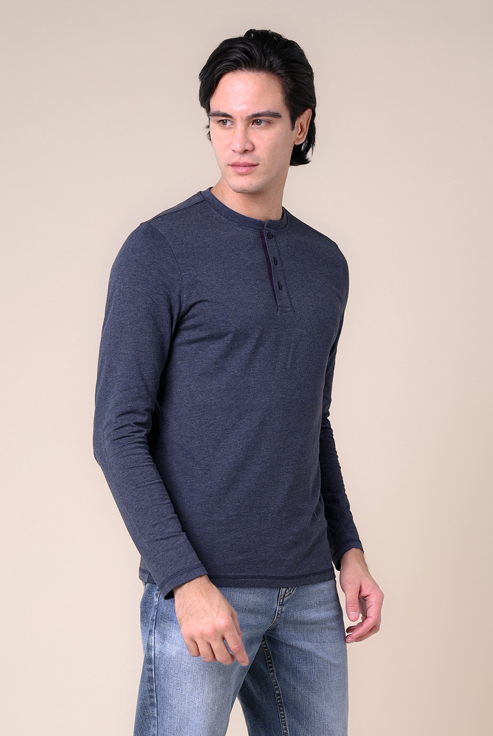 Men's Crew Neck Henley T-Shirt