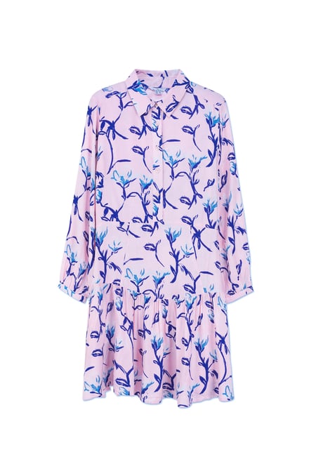 Pink Floral Shirt Dress