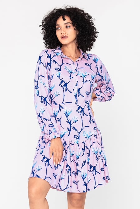 Navy Floral Shirt Dress