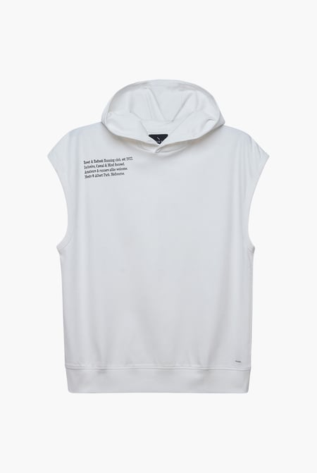 White Contrast Printed Hoodie