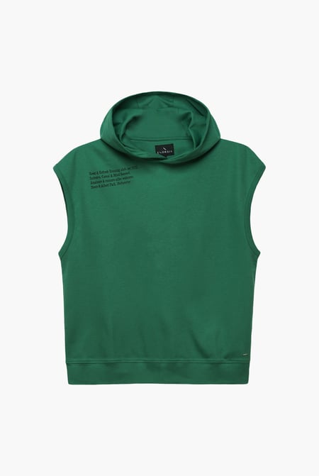 Green Contrast Printed Hoodie