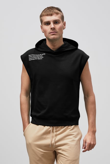 Black Contrast Printed Hoodie