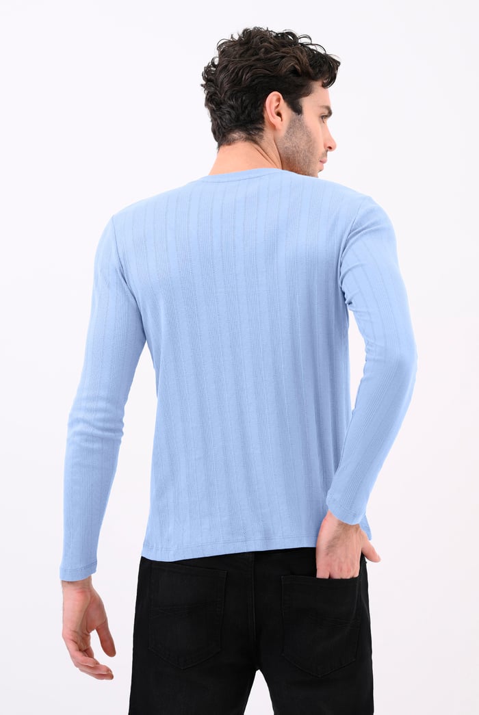 Button Detail Half Placket Long Sleeve T-shirt
