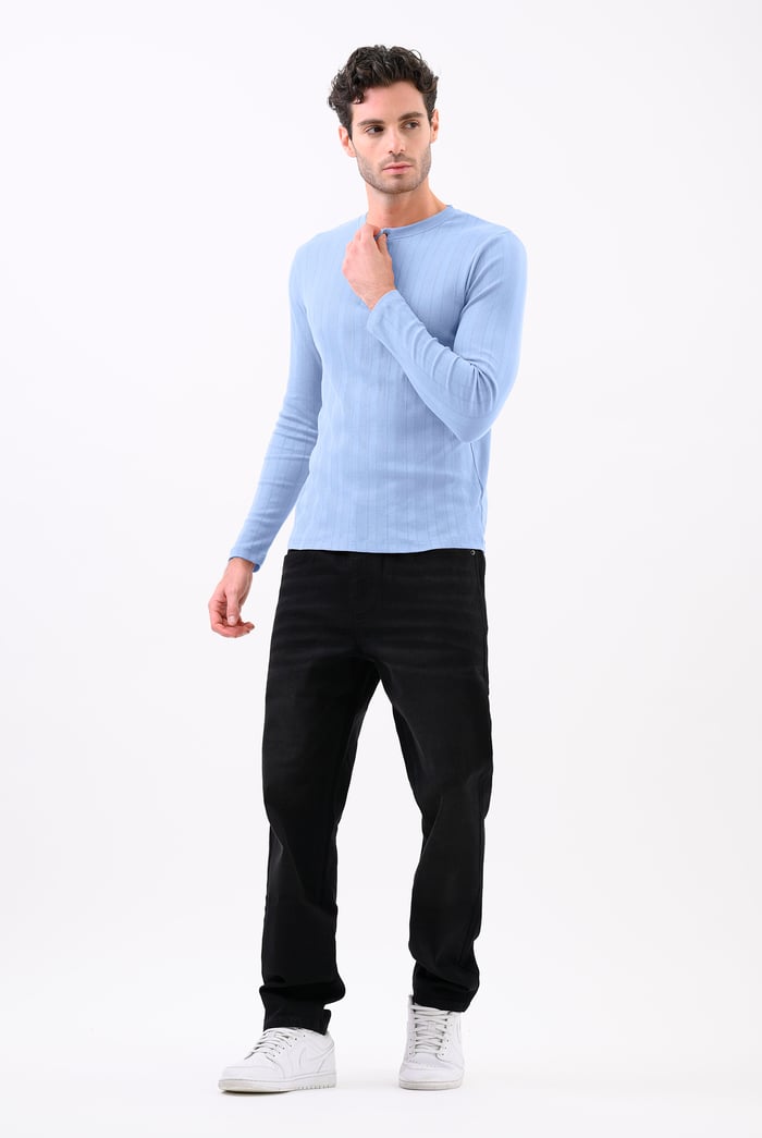 Button Detail Half Placket Long Sleeve T-shirt
