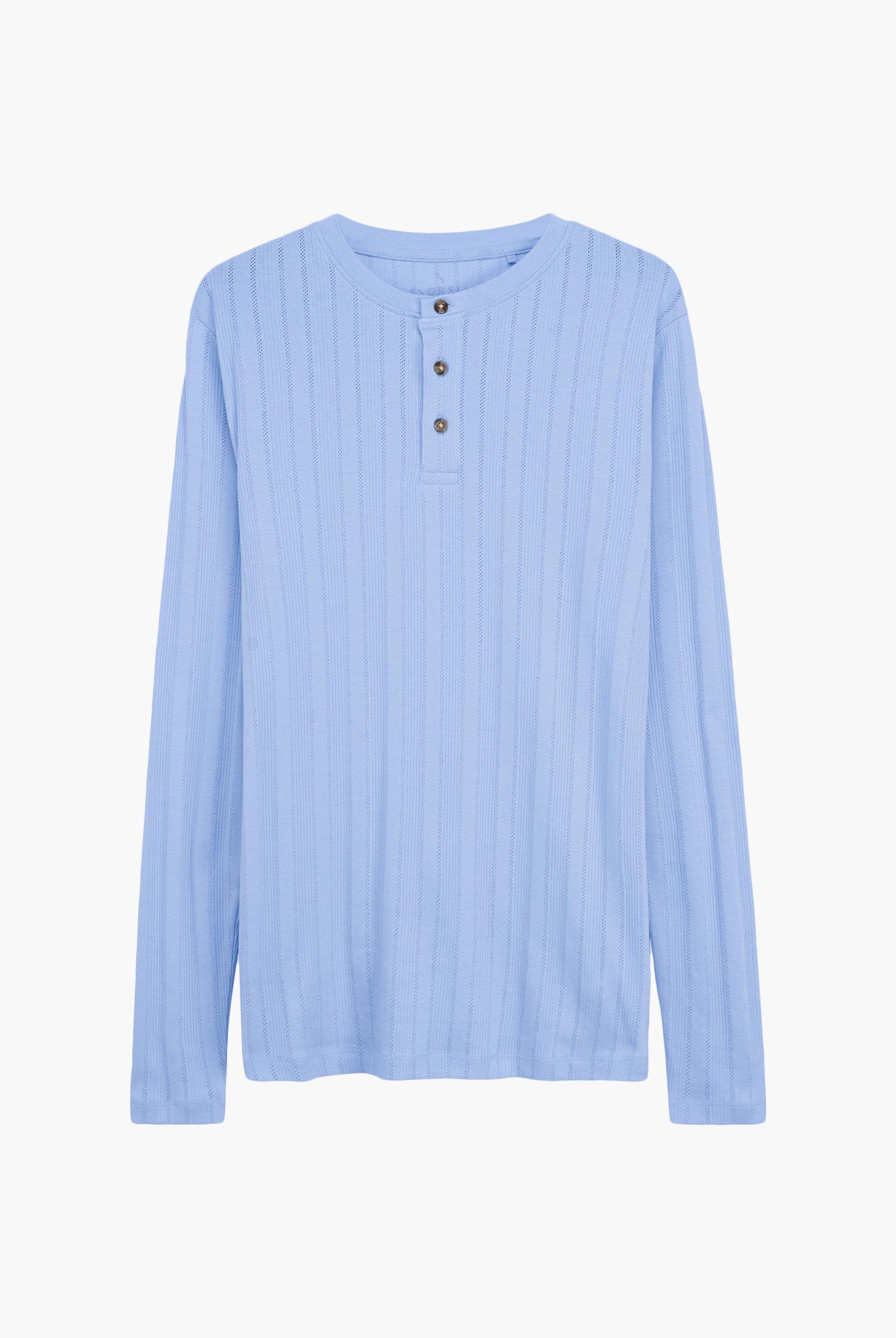 Button Detail Half Placket Long Sleeve T-shirt