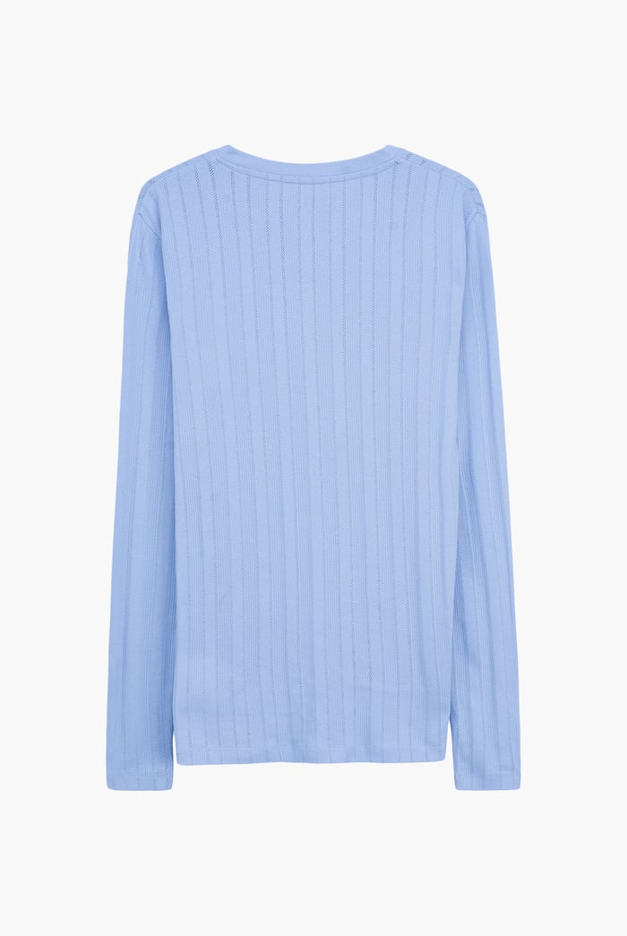 Button Detail Half Placket Long Sleeve T-shirt