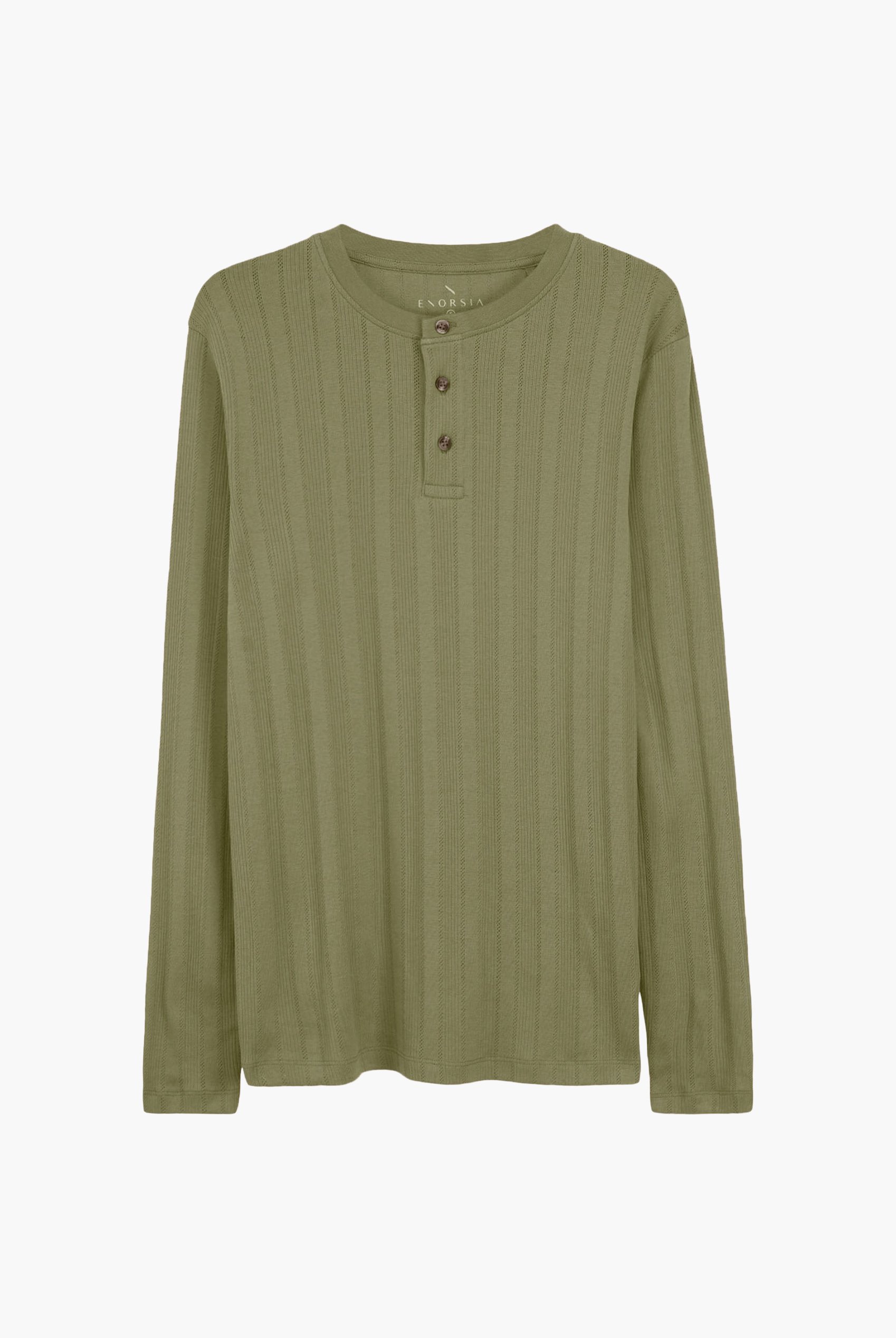 Button Detail Half Placket Long Sleeve T-shirt