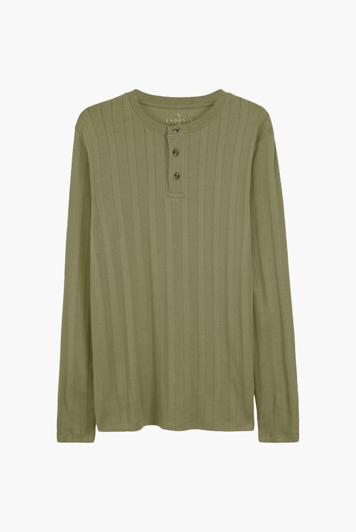 Button Detail Half Placket Long Sleeve T-shirt