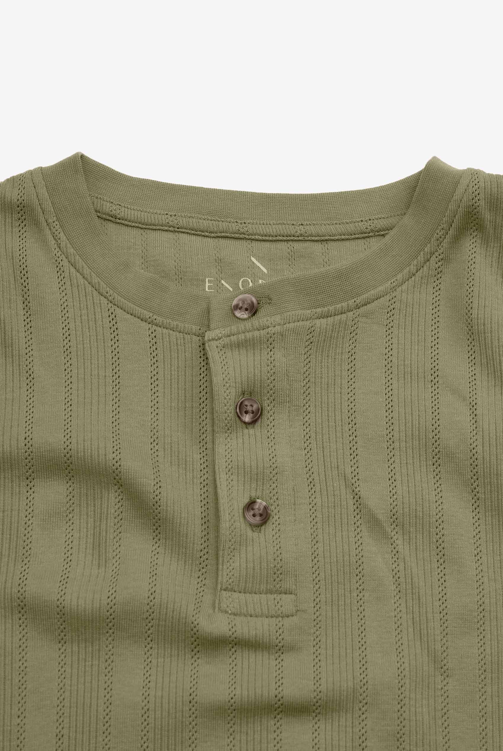 Button Detail Half Placket Long Sleeve T-shirt