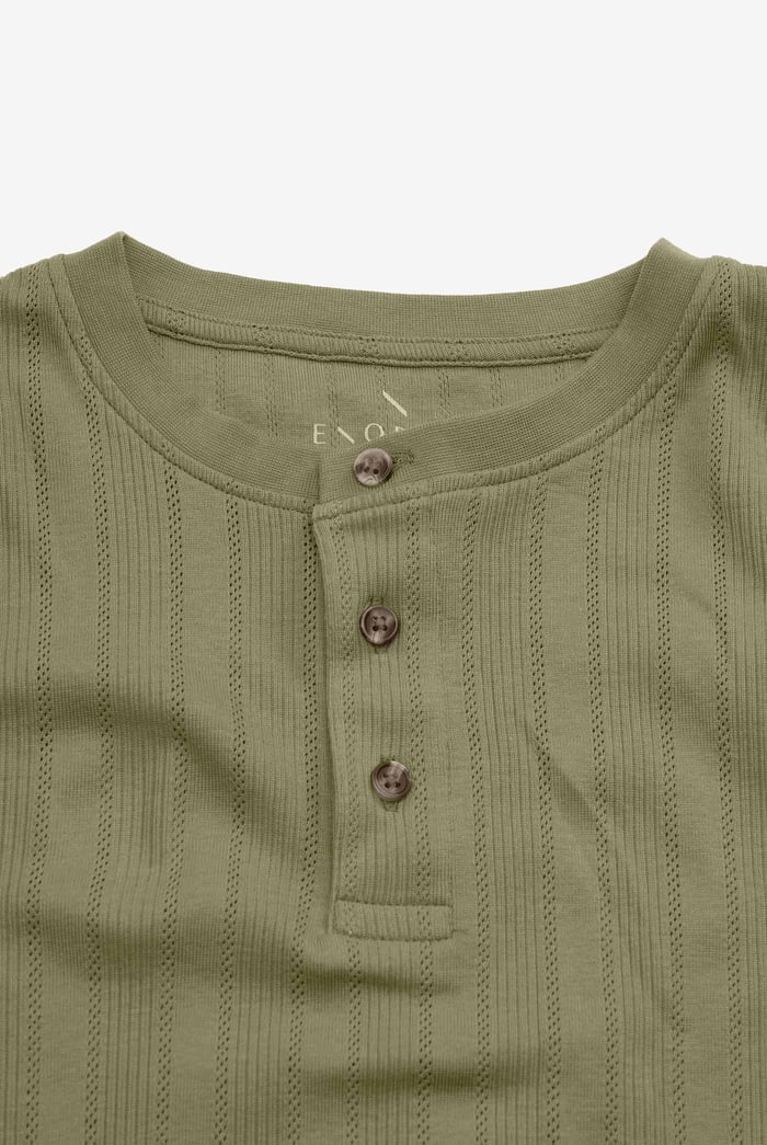 Button Detail Half Placket Long Sleeve T-shirt
