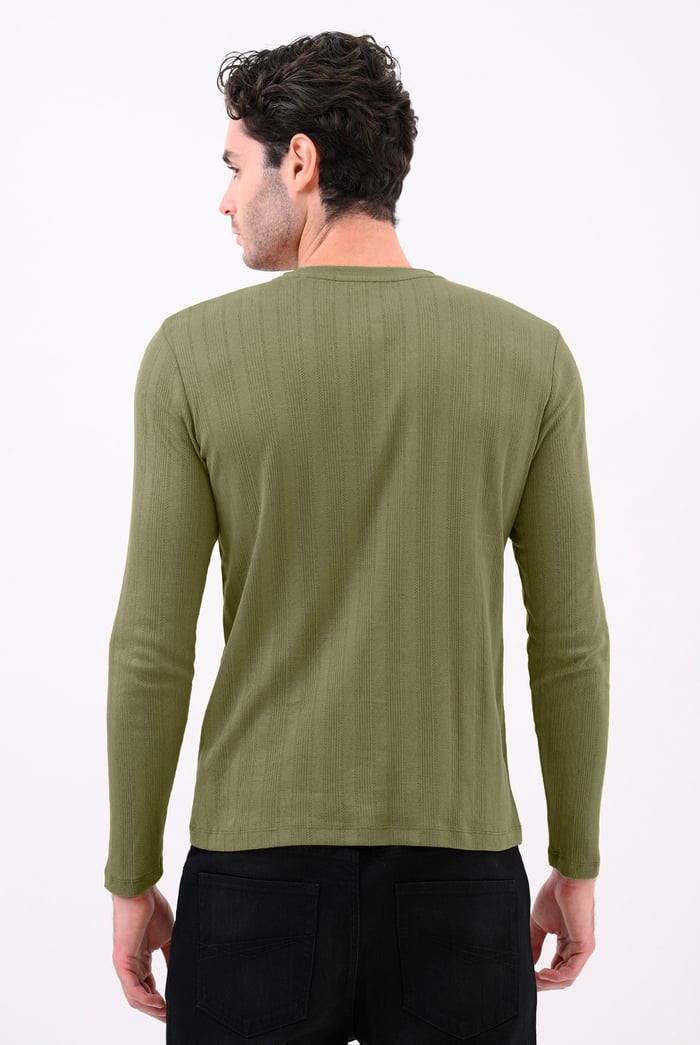 Button Detail Half Placket Long Sleeve T-shirt