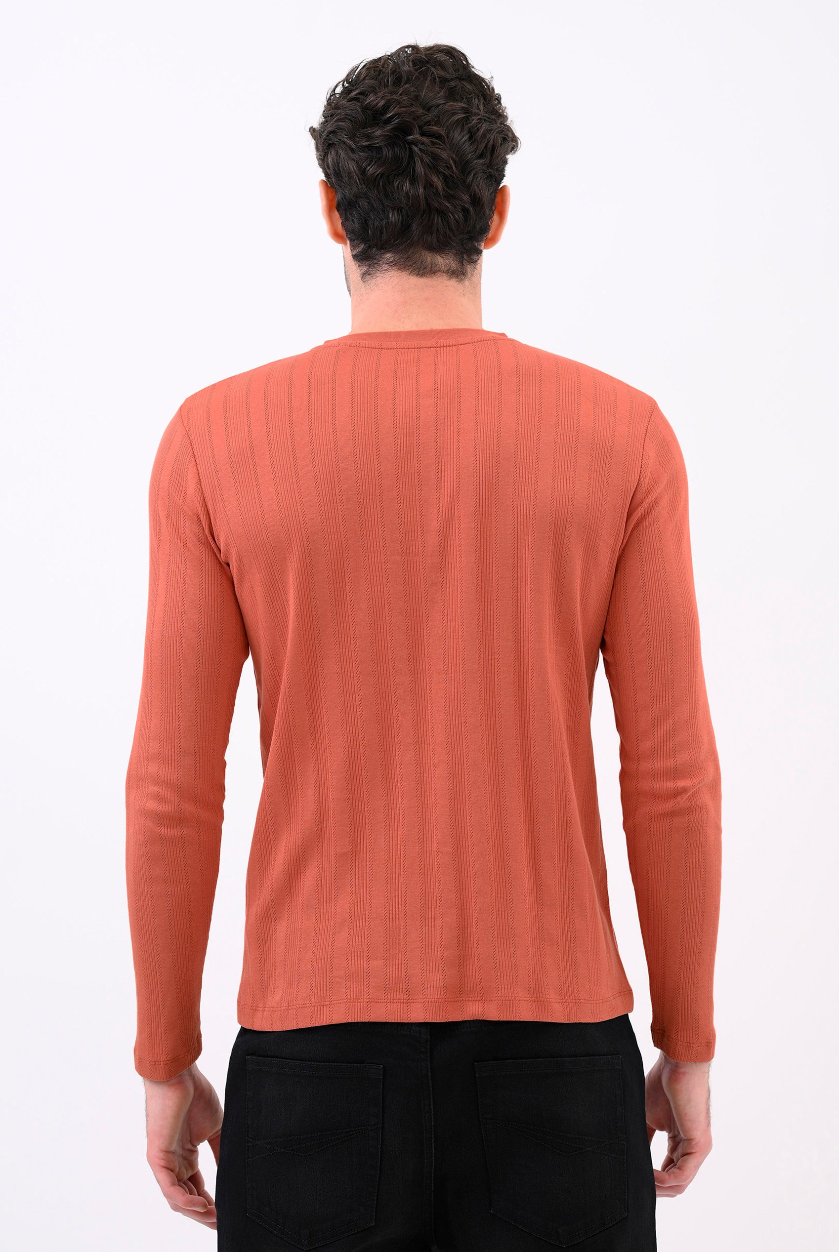 Button Detail Half Placket Long Sleeve T-shirt