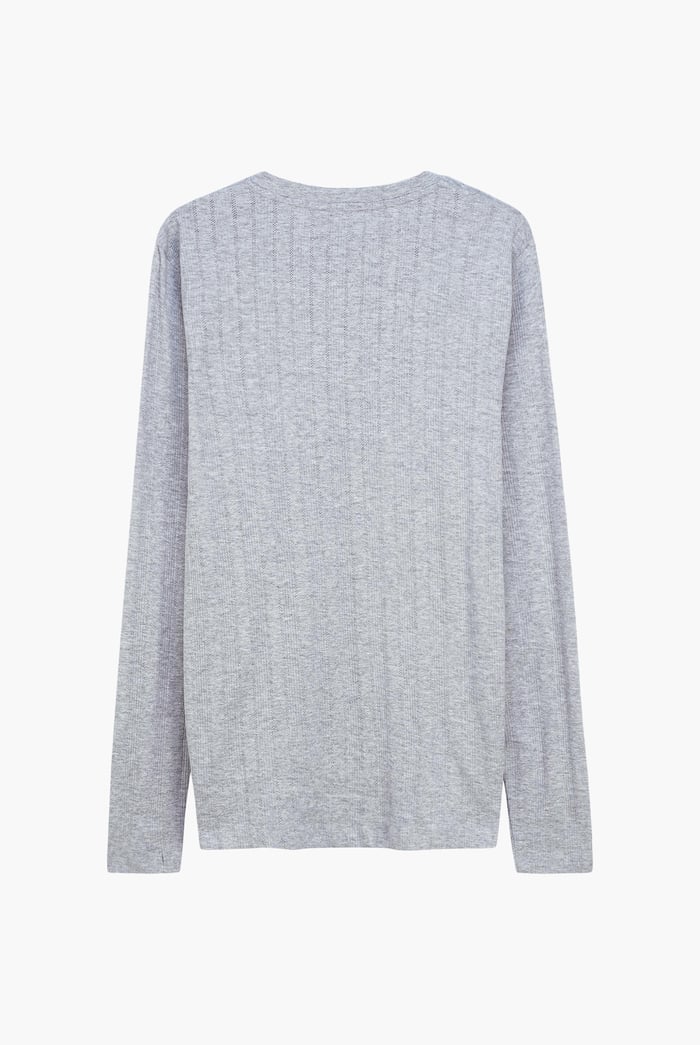 Button Detail Half Placket Long Sleeve T-shirt