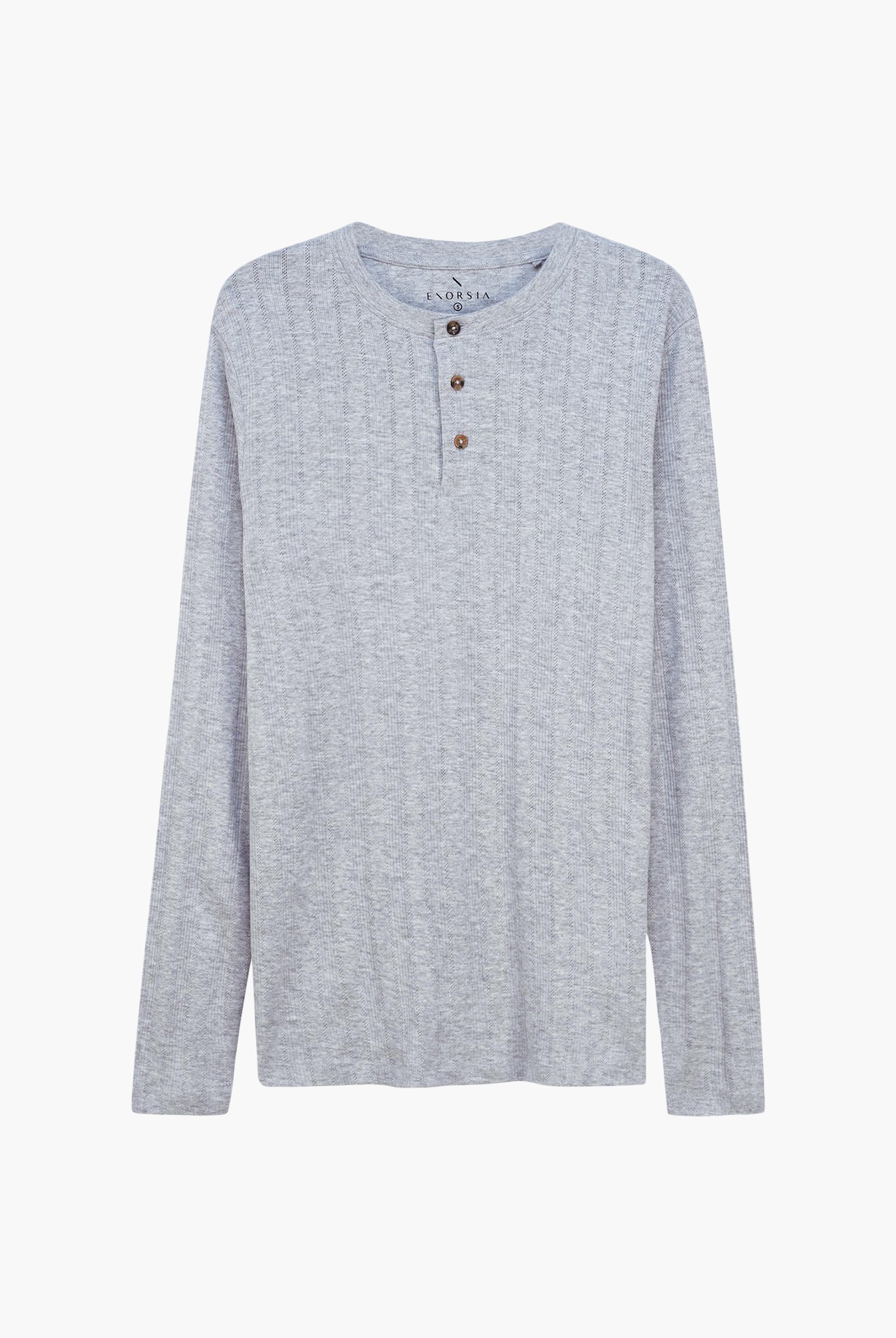 Button Detail Half Placket Long Sleeve T-shirt