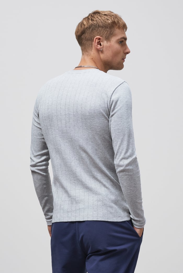 Button Detail Half Placket Long Sleeve T-shirt