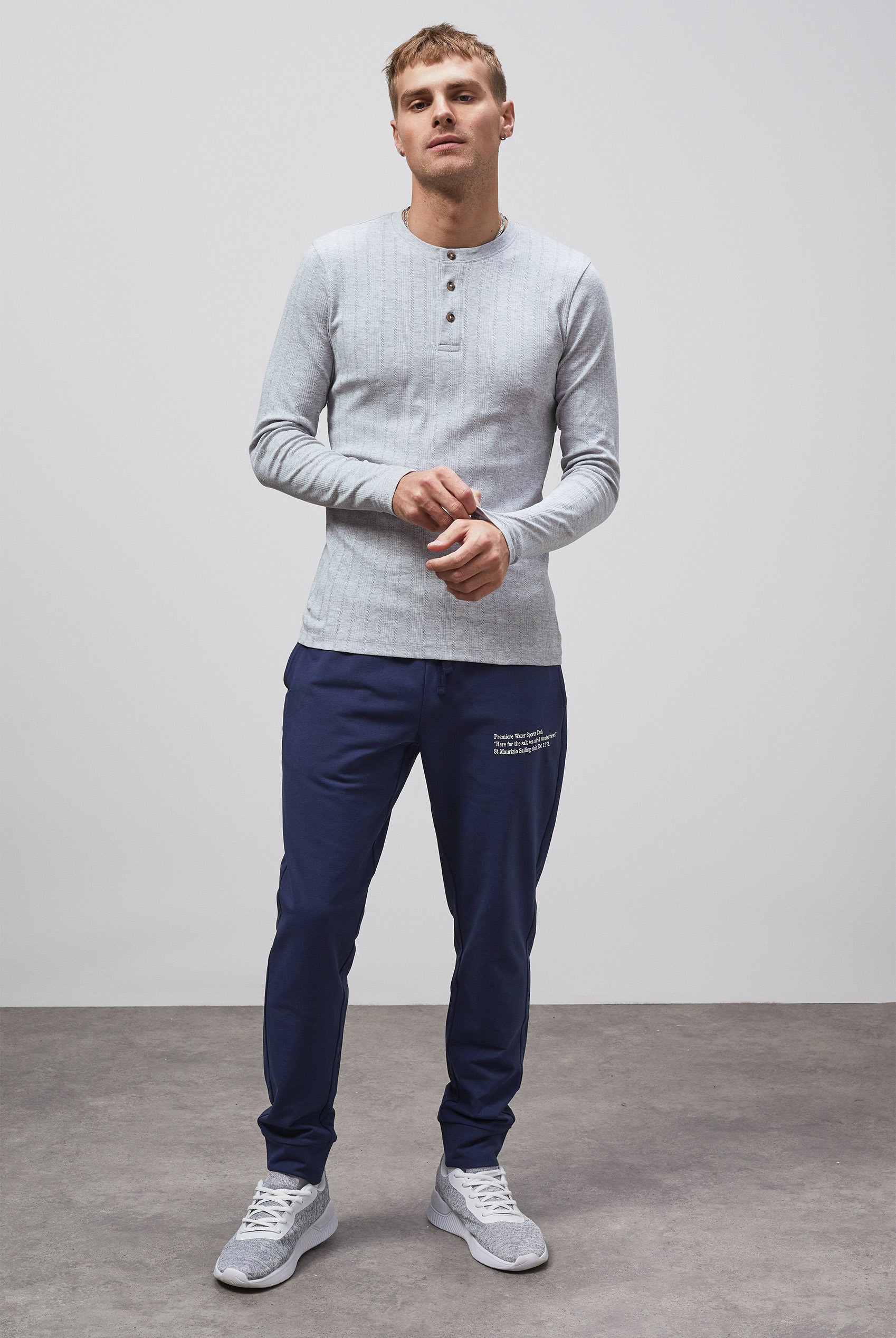 Button Detail Half Placket Long Sleeve T-shirt
