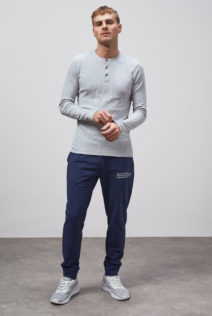 Button Detail Half Placket Long Sleeve T-shirt