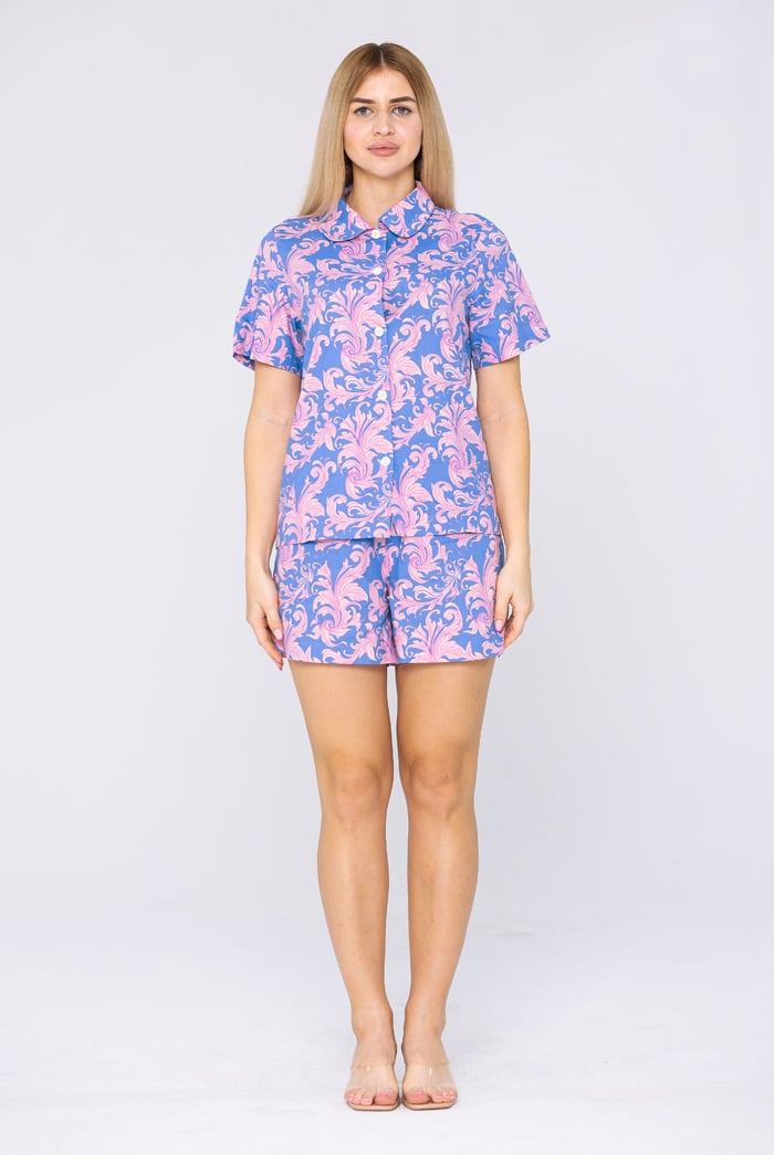 Printed Woven Shirt & Shorts Set