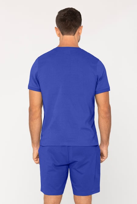 Blue Loungewear Set With Short Sleeve Top And Shorts