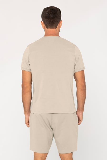 Cream Loungewear Set With Short Sleeve Top And Shorts