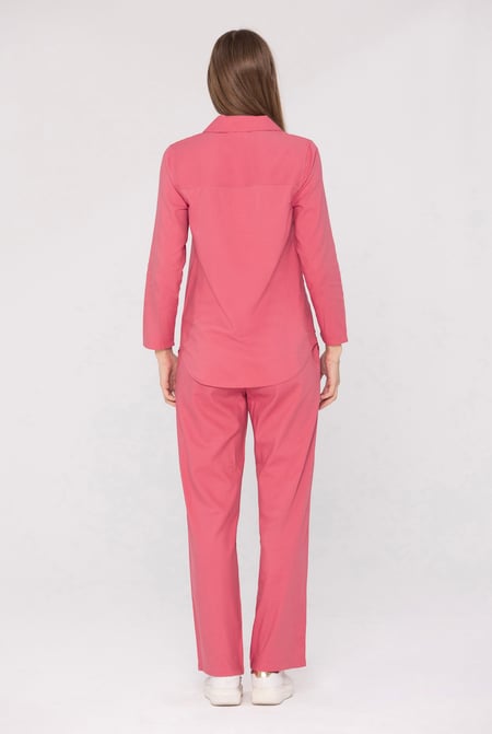 Red Woven Viscose Blend Pyjama Set