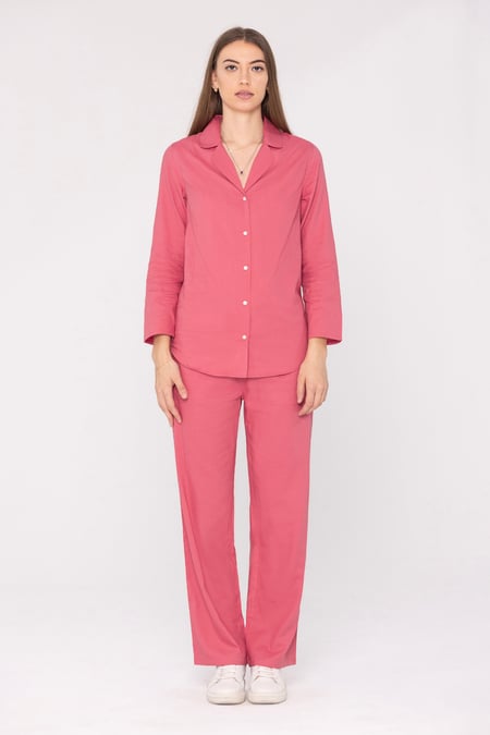Brown Woven Viscose Blend Pyjama Set
