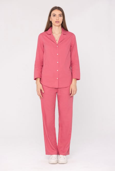 Brown Woven Viscose Blend Pyjama Set