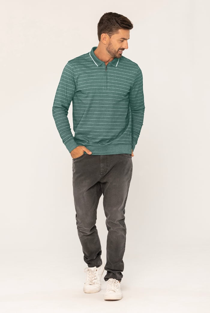 Half Zip Long Sleeve Polo Shirt