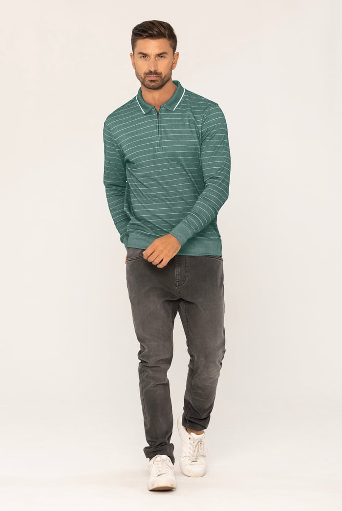 Half Zip Long Sleeve Polo Shirt
