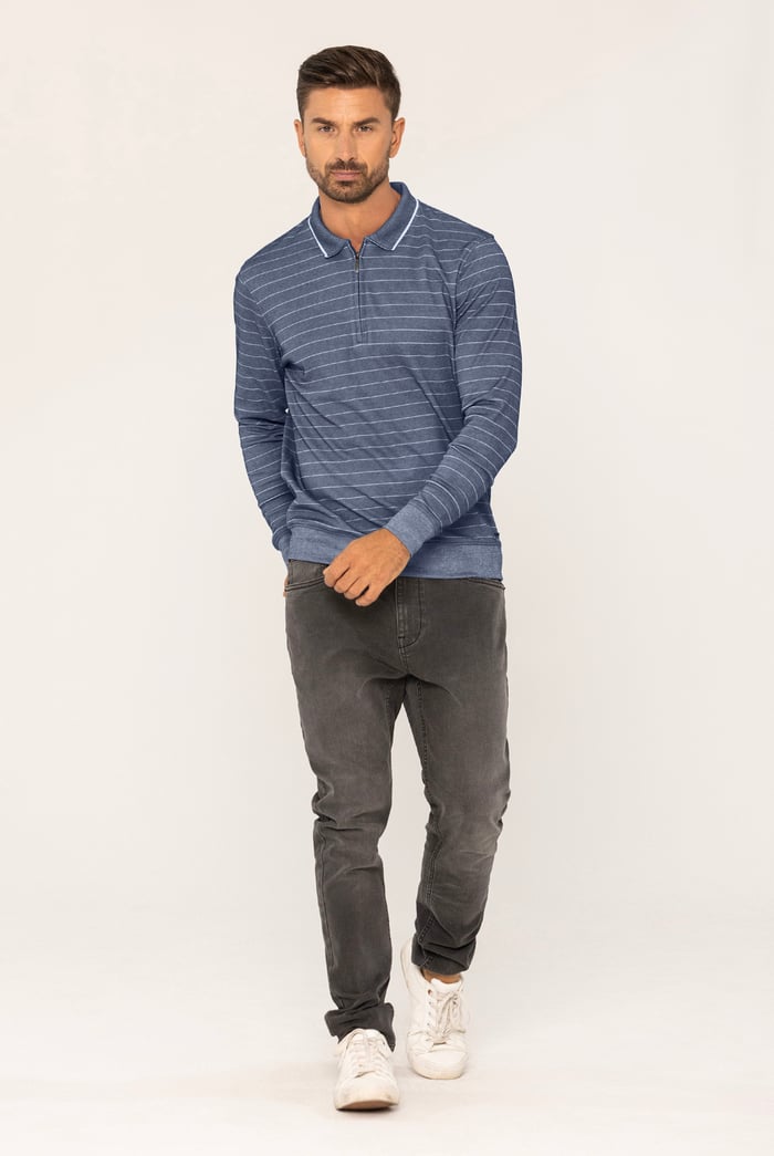 Half Zip Long Sleeve Polo Shirt