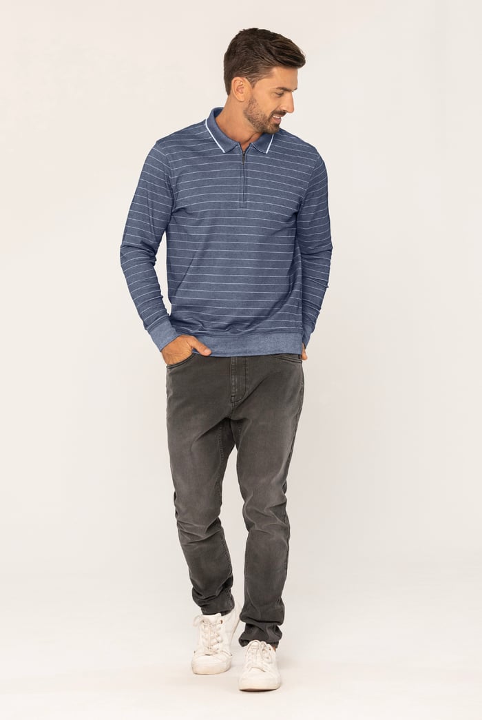 Half Zip Long Sleeve Polo Shirt