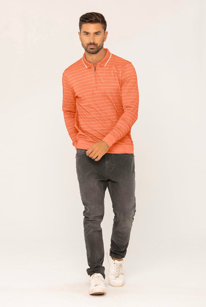 Half Zip Long Sleeve Polo Shirt