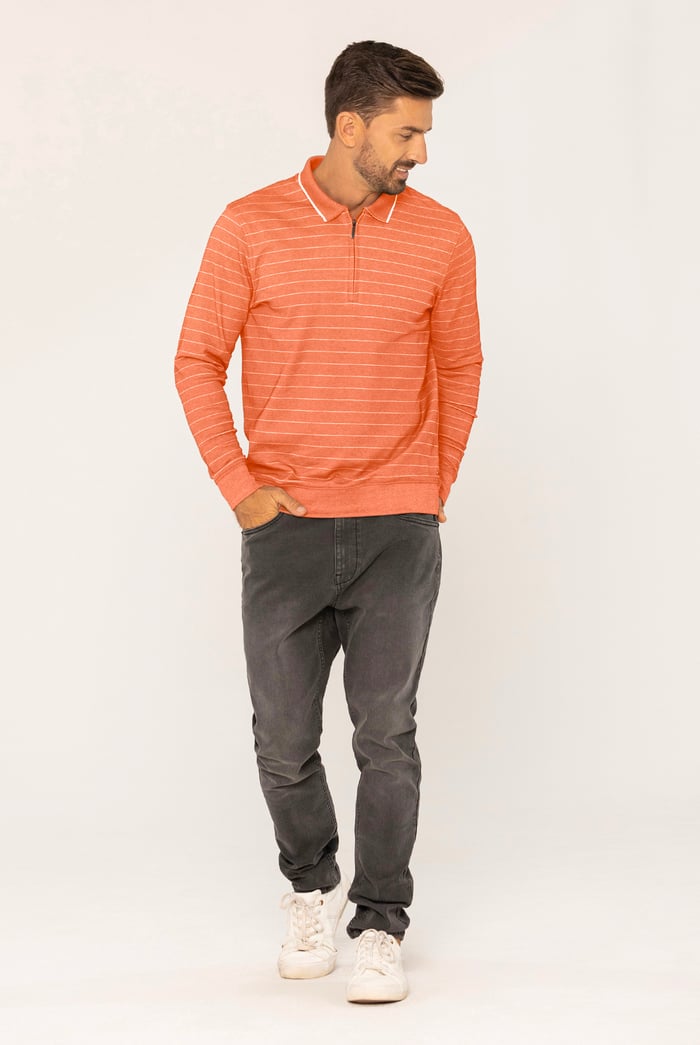 Half Zip Long Sleeve Polo Shirt