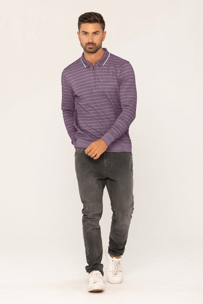 Half Zip Long Sleeve Polo Shirt