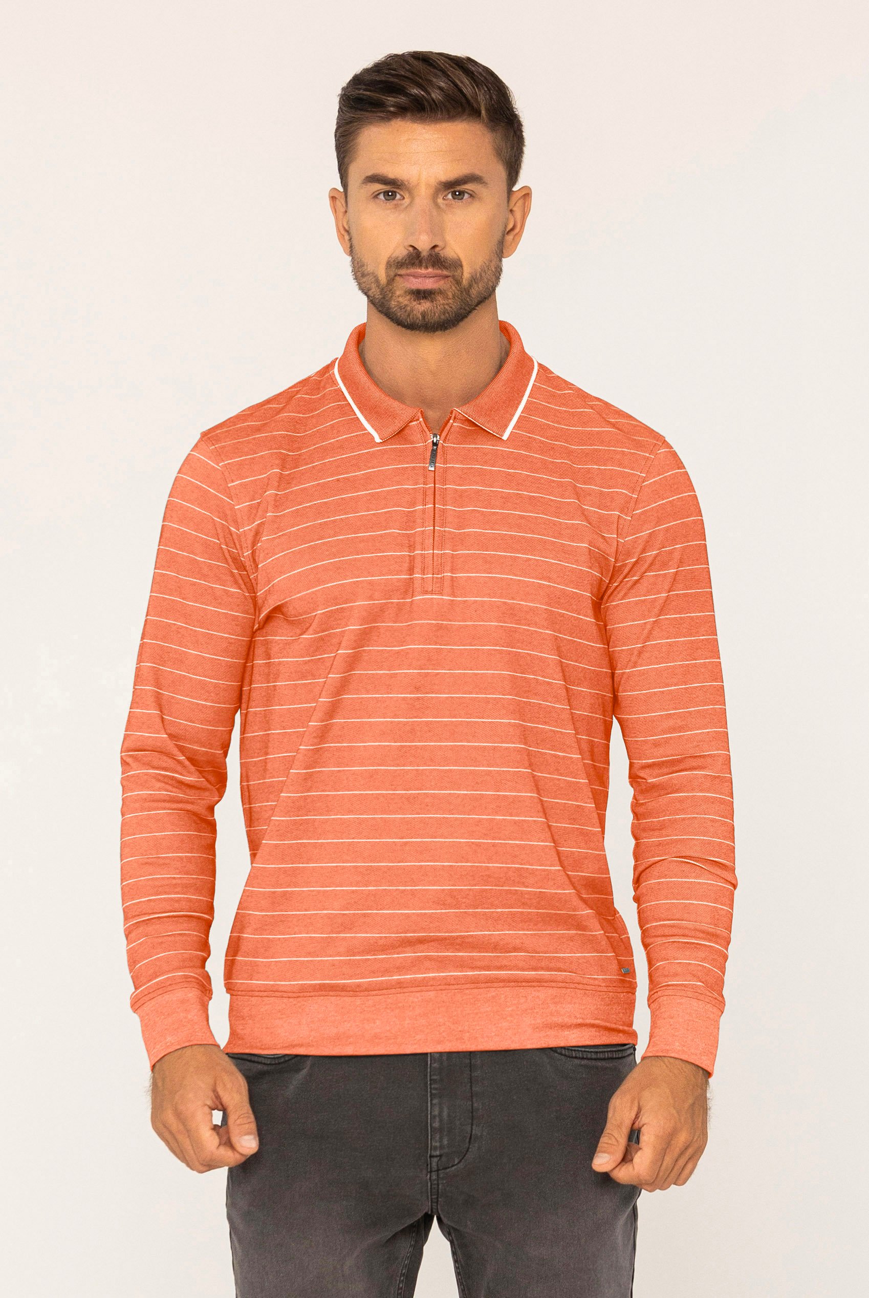 Half Zip Long Sleeve Polo Shirt