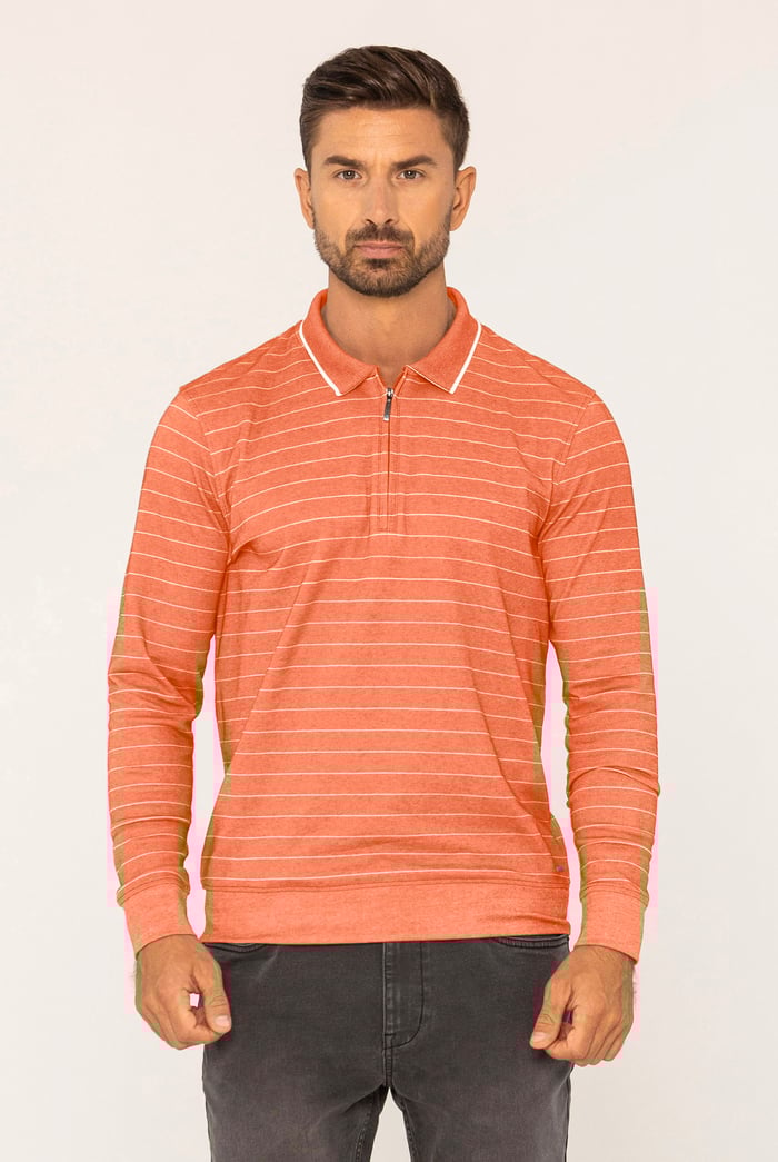 Half Zip Long Sleeve Polo Shirt