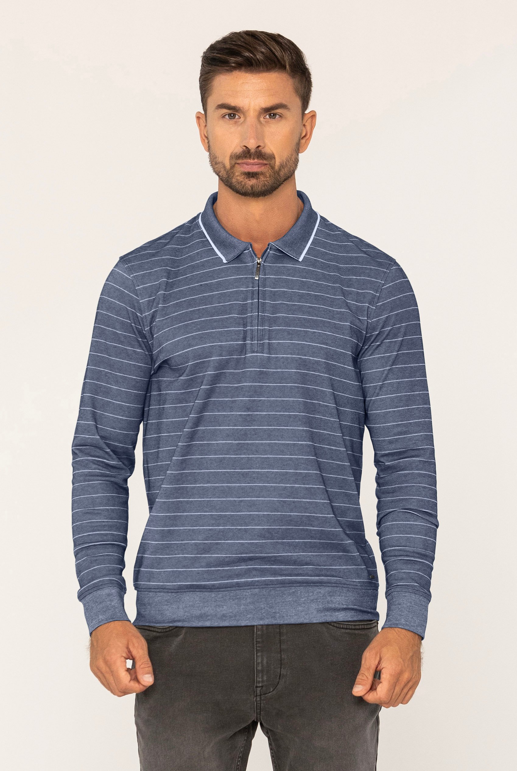Half Zip Long Sleeve Polo Shirt