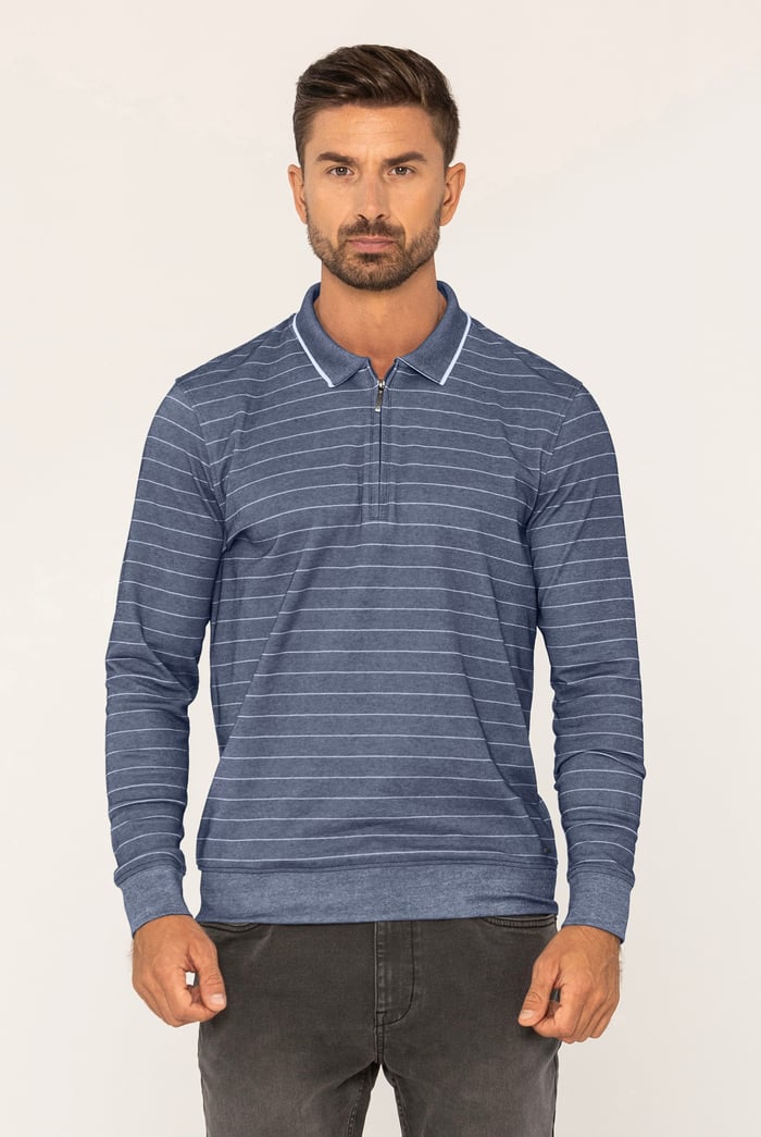 Half Zip Long Sleeve Polo Shirt