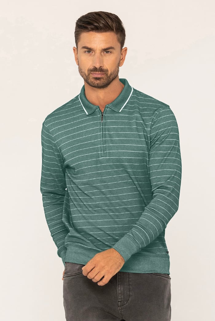 Half Zip Long Sleeve Polo Shirt