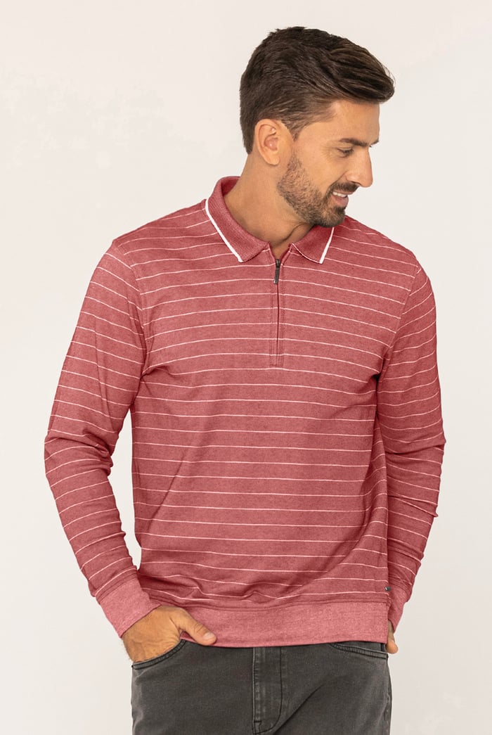 Half Zip Long Sleeve Polo Shirt