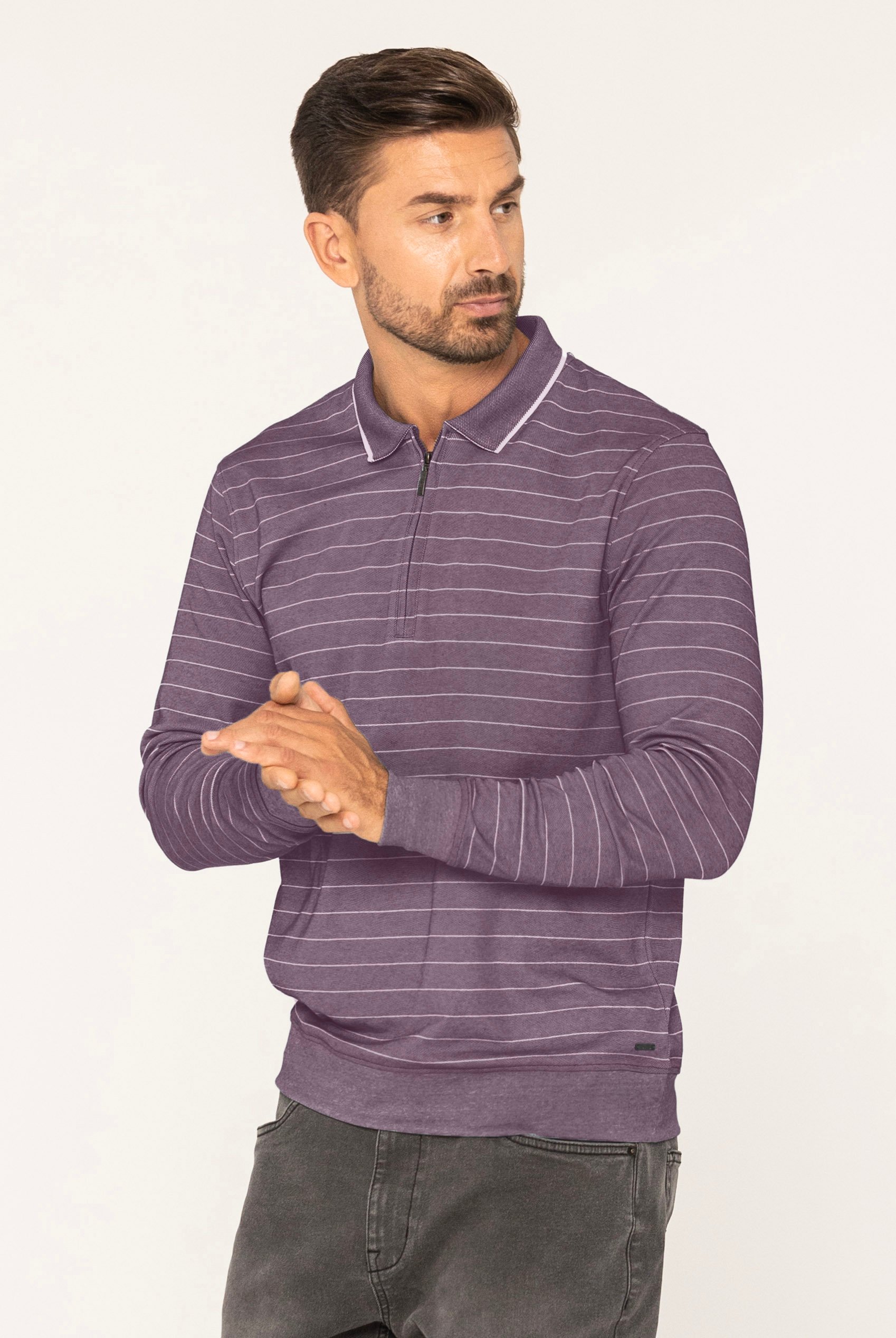 Half Zip Long Sleeve Polo Shirt