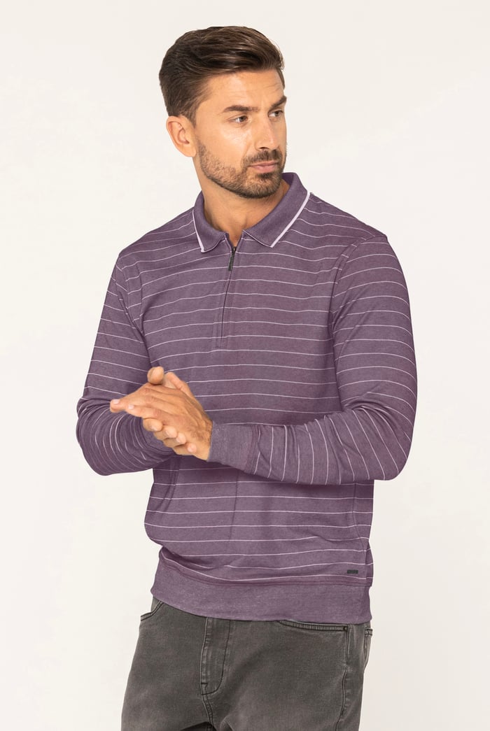 Half Zip Long Sleeve Polo Shirt