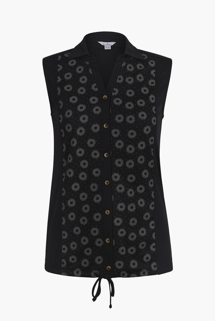 Sleeveless Printed Tie Hem Tops