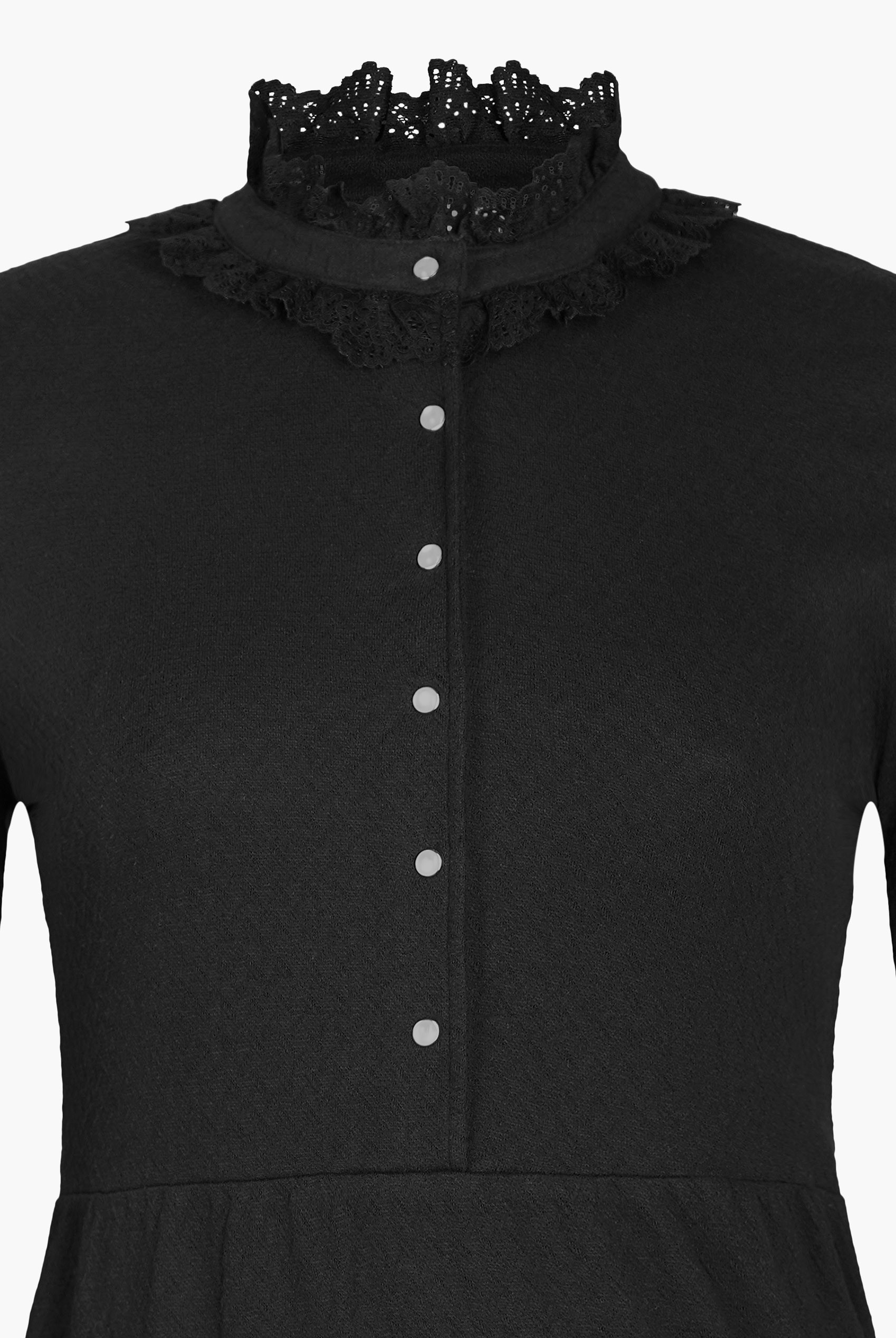 High Neck Lace Trim Mini Dress