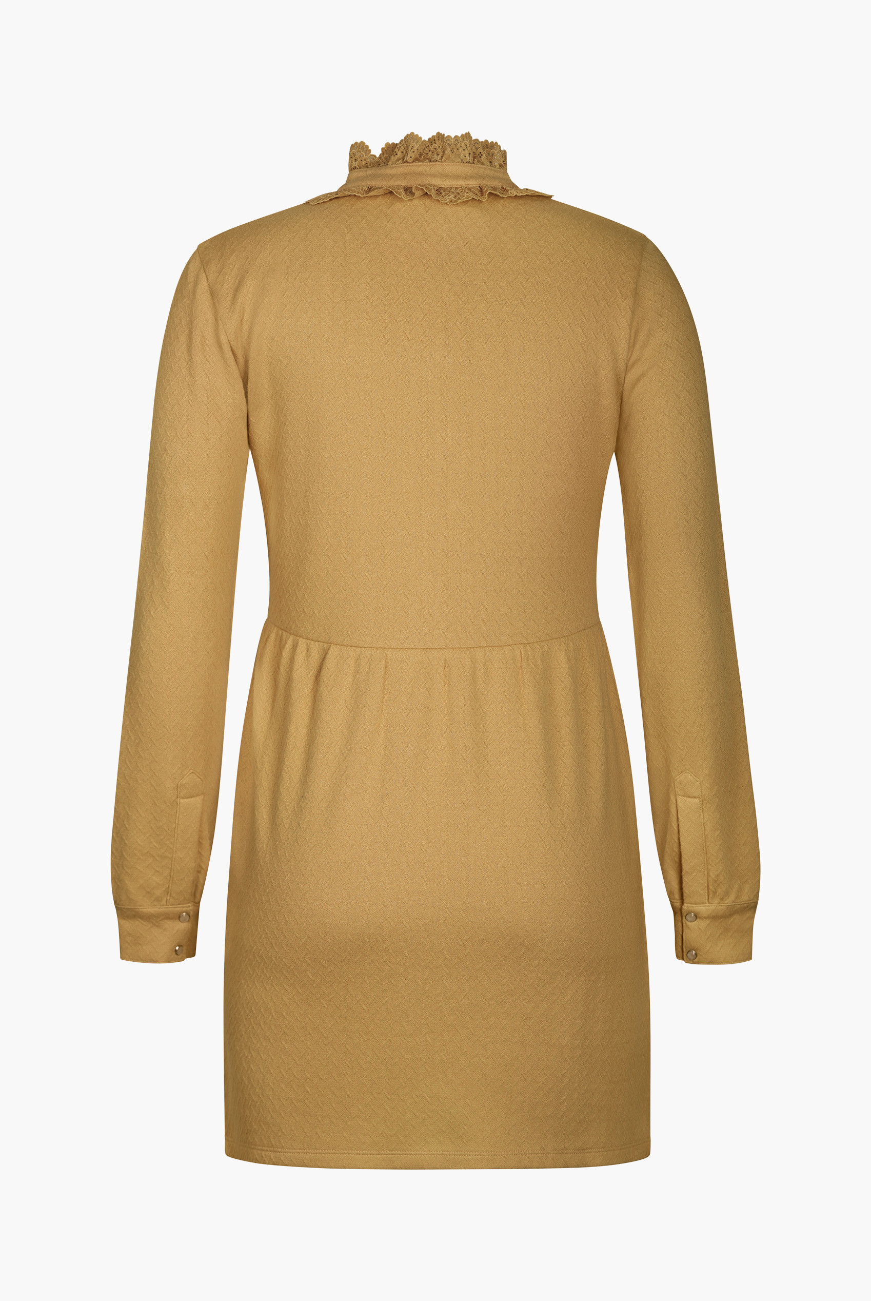 High Neck Lace Trim Mini Dress