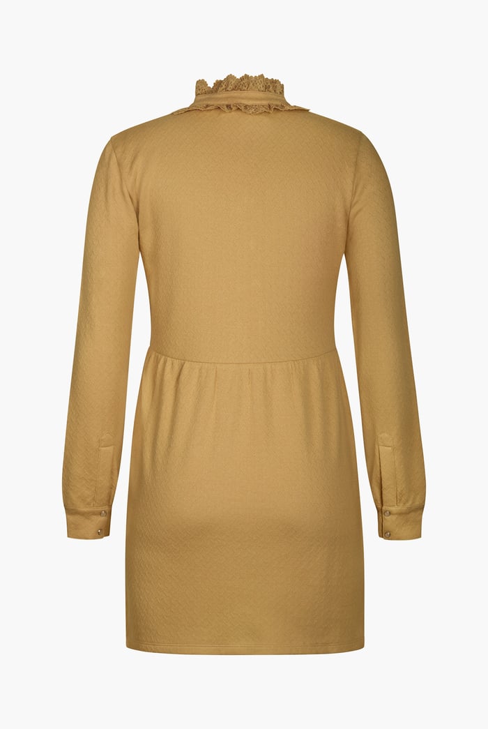 High Neck Lace Trim Mini Dress