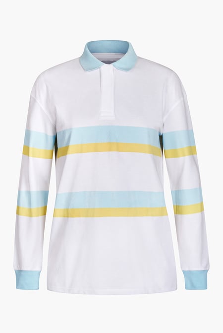 Women's Yellow/Navy Stripe Rugby Polo With Contrast Stripes