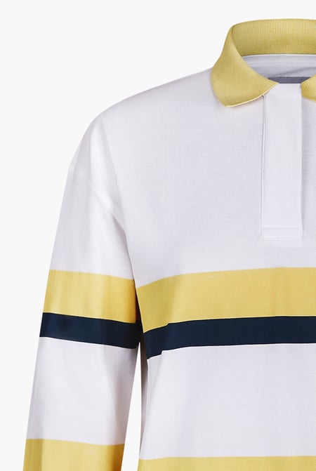 Women's Yellow/Navy Stripe Rugby Polo With Contrast Stripes