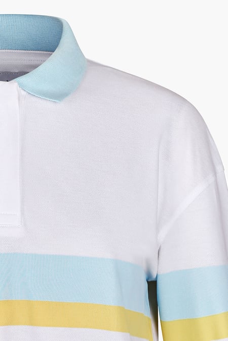 Women's Blue/Yellow Stripe Rugby Polo With Contrast Stripes