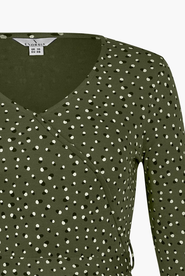 Slim Fit V-Neck Dot Printed Dress